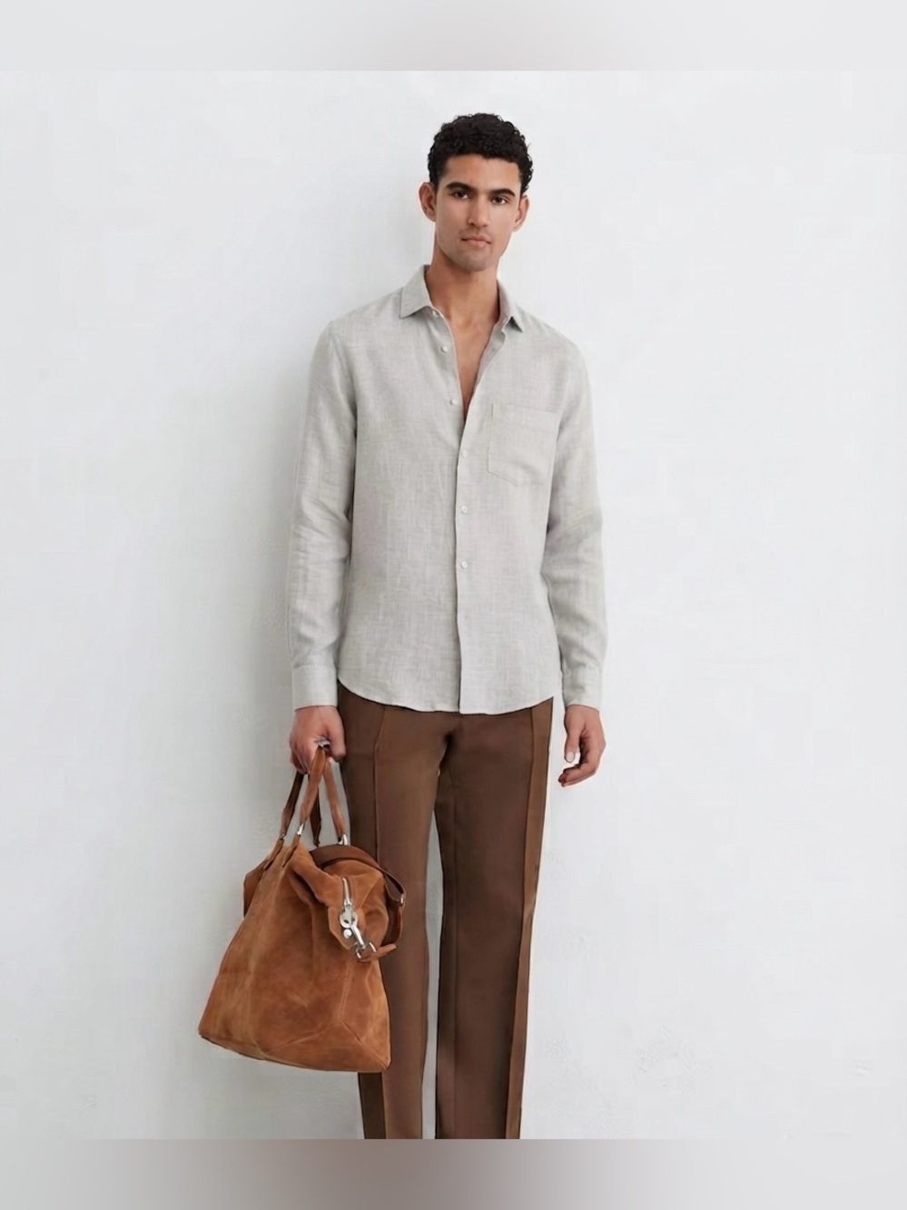 Club Monaco Light Gray soft blend Button-Down Shirt